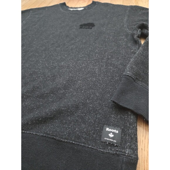 Roots Crewneck Sweatshirt Men's Medium Charcoal Gray Black - Picture 3 of 6